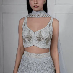 Ritika Mirchandani Grey Embellished Lehenga Set -Cheap Drapvera Store 01 21 05 3