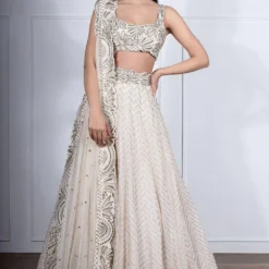 Ritika Mirchandani Ivory Bead & Resham Work Lehenga Set