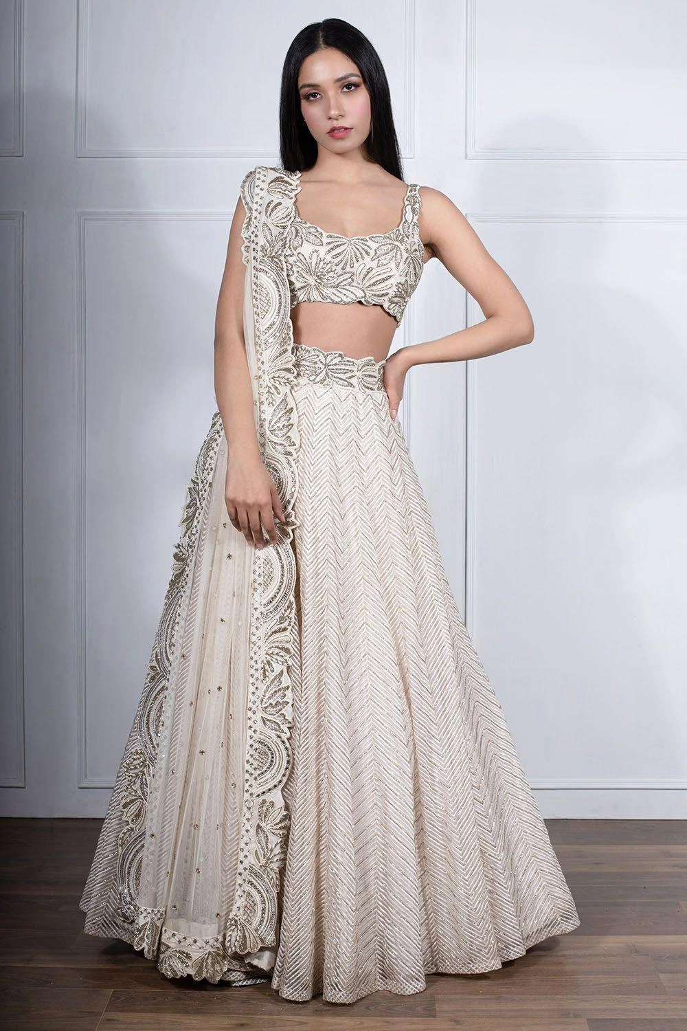 Ritika Mirchandani Ivory Bead & Resham Work Lehenga Set 1 Ritika Mirchandani Ivory Bead & Resham Work Lehenga Set