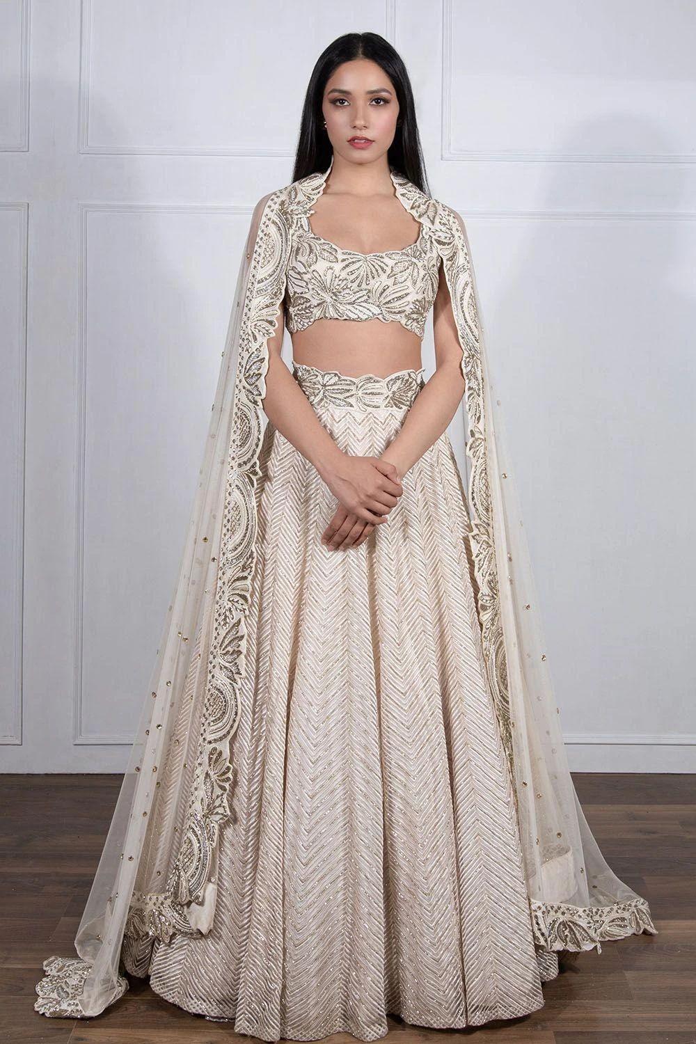 Ritika Mirchandani Ivory Bead & Resham Work Lehenga Set 2 Ritika Mirchandani Ivory Bead & Resham Work Lehenga Set - Image 2