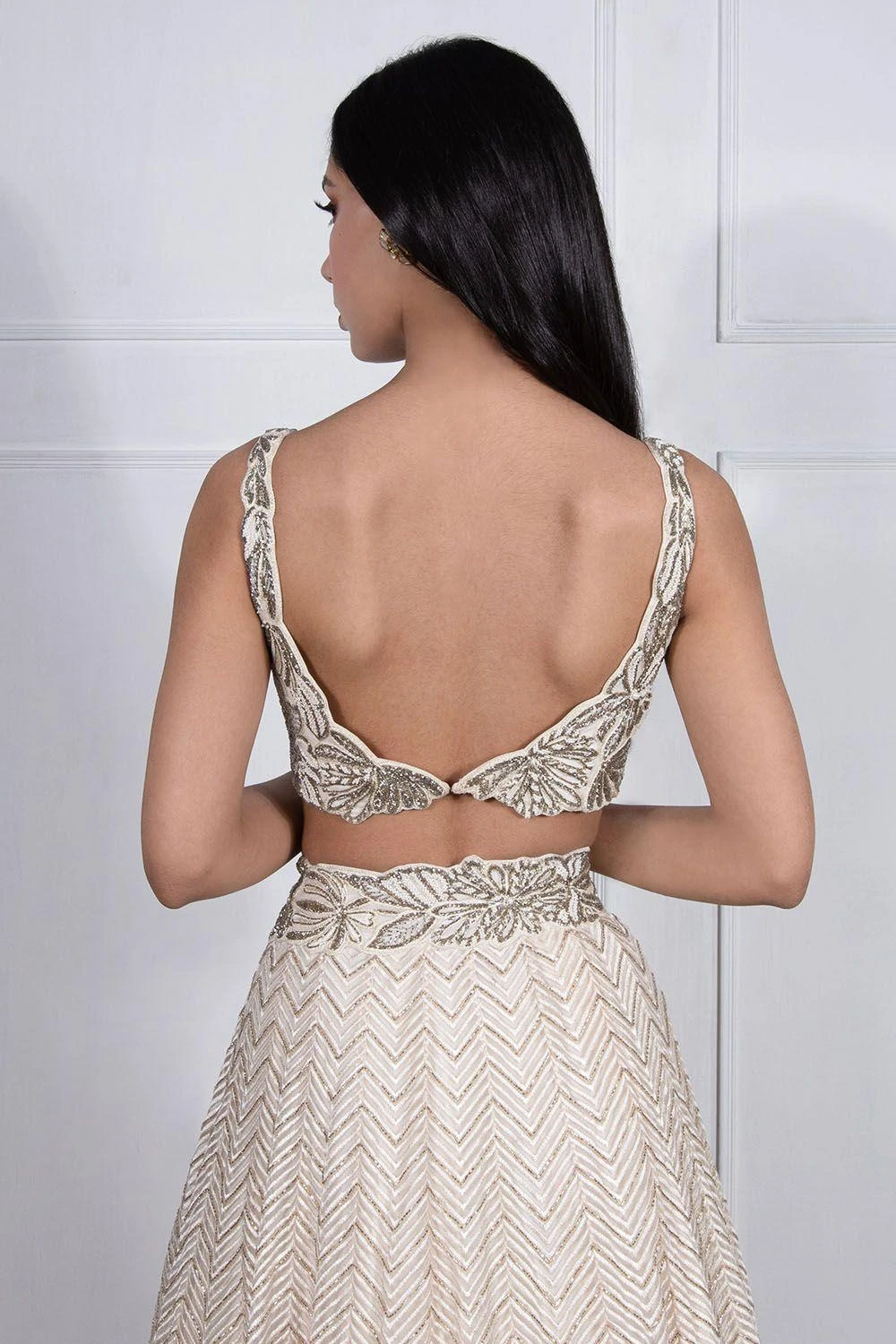 Ritika Mirchandani Ivory Bead & Resham Work Lehenga Set 3 Ritika Mirchandani Ivory Bead & Resham Work Lehenga Set - Image 3