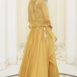 Ridhima Bhasin Sunrise Yellow Appliqued Lehenga Set With Cape -Cheap Drapvera Store 0212rb02 5