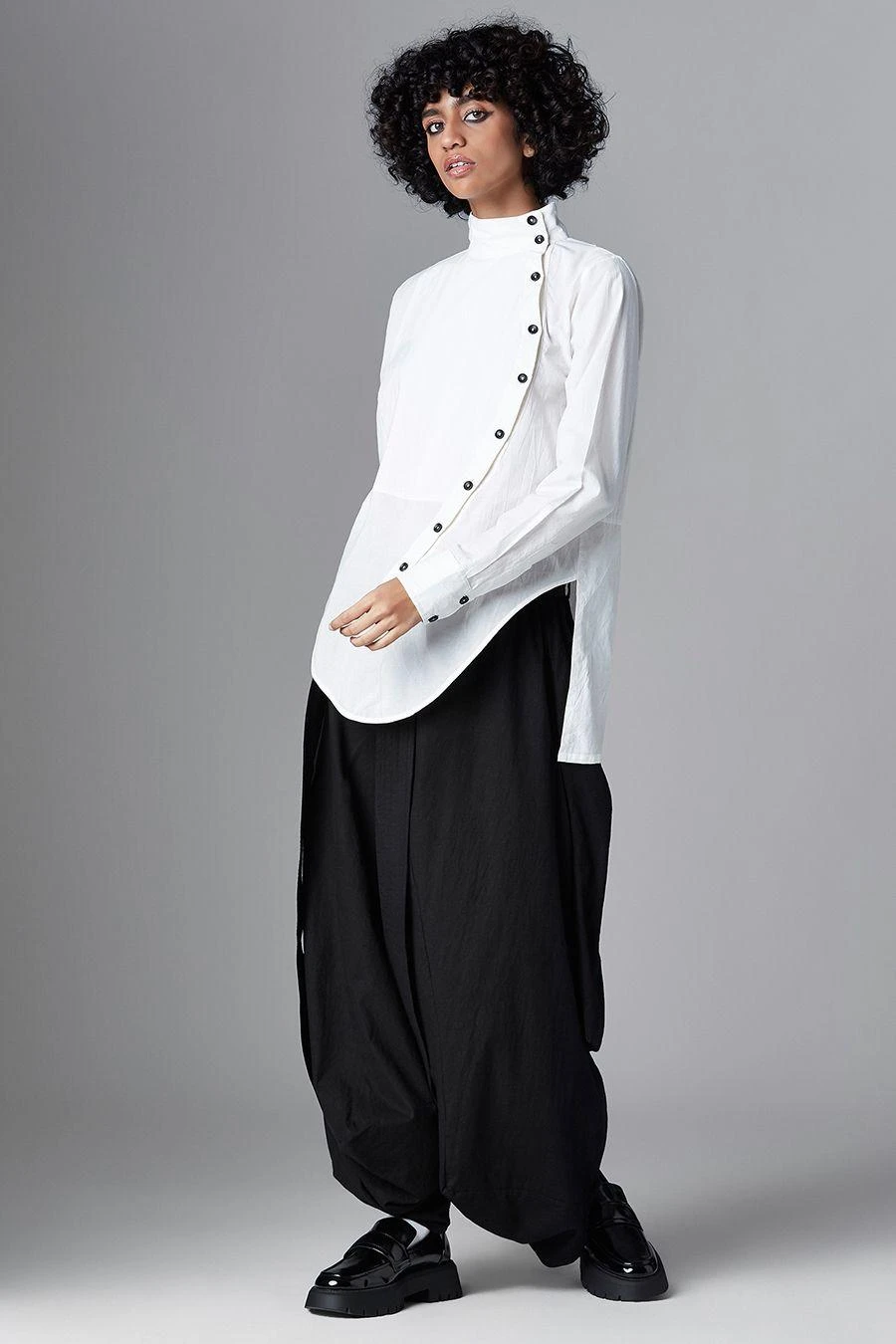 Chola White Curve Placket Shirt 3 Chola White Curve Placket Shirt - Image 3
