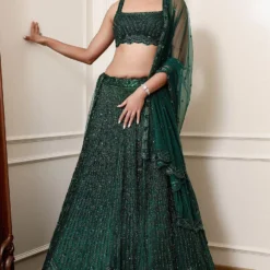 Naibah Emerald Green Hand Embellished Lehenga Set