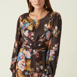 Payal Pratap Brown Floral Printed Dress With A Side Slit 6 Payal Pratap Brown Floral Printed Dress With A Side Slit -Cheap Drapvera Store 0702pp08 3