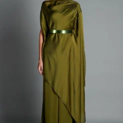 Amit Aggarwal Olive Green Asymmetric Belted Top