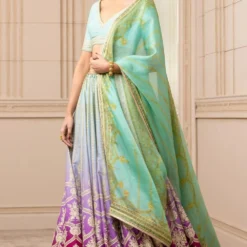 Tarun Tahiliani Mint Fuchsia Ombre Printed Lehenga Set