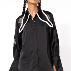 Kanika Goyal Label Black Embellished Shirt -Cheap Drapvera Store 1011kgl4 4