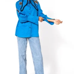 Kanika Goyal Label Blue Embellished Shirt -Cheap Drapvera Store 1011kgl5 3