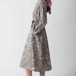 SUKETDHIR Grey Printed Poplin Shirt Dress