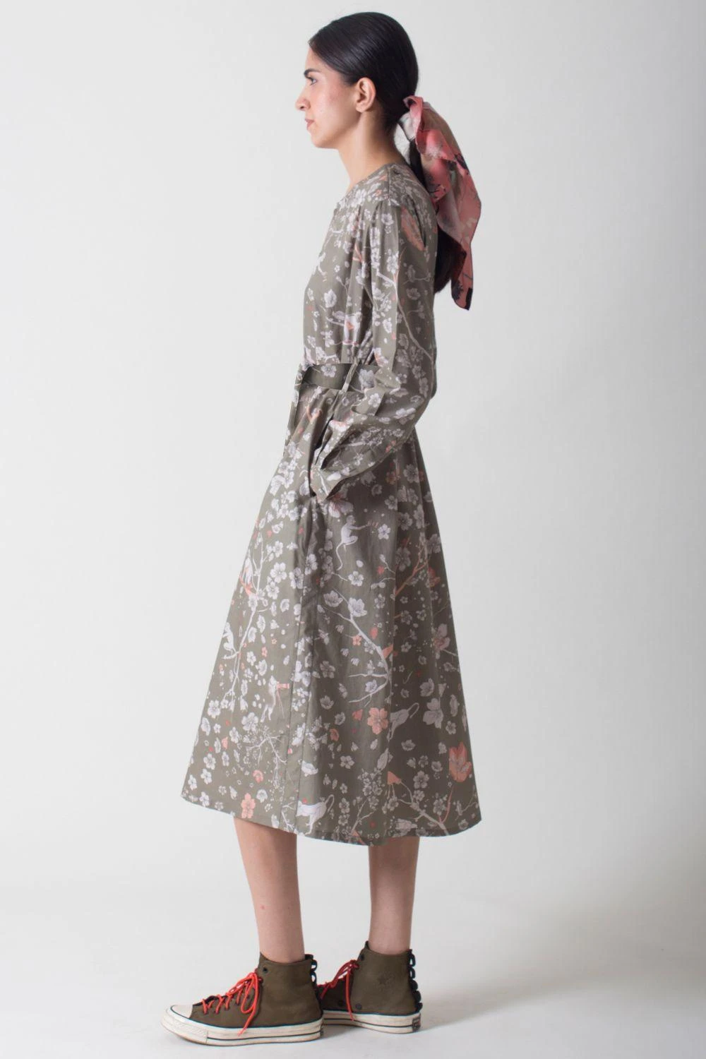 SUKETDHIR Grey Printed Poplin Shirt Dress 1 SUKETDHIR Grey Printed Poplin Shirt Dress