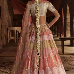 Itrh Colourblocked Honeycomb Patterned Lehenga Set -Cheap Drapvera Store 1028 6