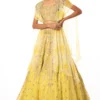 Ahilian Yellow Embellished Cape Set