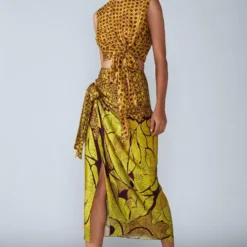 Saaksha & Kinni Yellow Pencil Skirt With A Side Knot