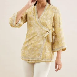 PATINE Beige Shikargah Bell Sleeve Wrap Top -Cheap Drapvera Store 111pat33 3