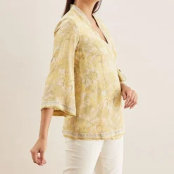 PATINE Beige Shikargah Bell Sleeve Wrap Top -Cheap Drapvera Store 111pat33 4