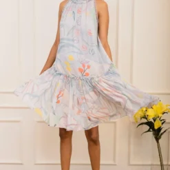 Varun Bahl Pret Ice Blue Floral Printed Tiered Dress -Cheap Drapvera Store 111vb17 4