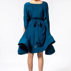 Gauri & Nainika Teal V Neck Dress With Cape Sleeves -Cheap Drapvera Store 112gn8 4