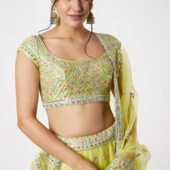 Gopi Vaid Lime Green Embellished Lehenga Set -Cheap Drapvera Store 115gv4 3