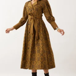 SNOB Olive Clover Printed Milori Dress -Cheap Drapvera Store 11823sb4 4