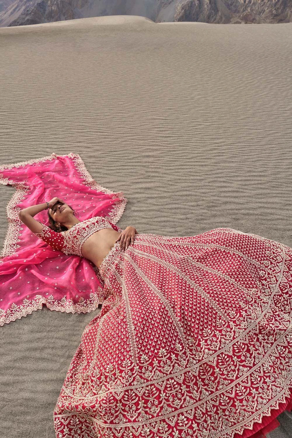 Anushree Reddy Red & Pink Amaaya Lehenga Set 2 Anushree Reddy Red & Pink Amaaya Lehenga Set - Image 2