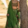 Punit Balana Green Bandhani Lehenga Set