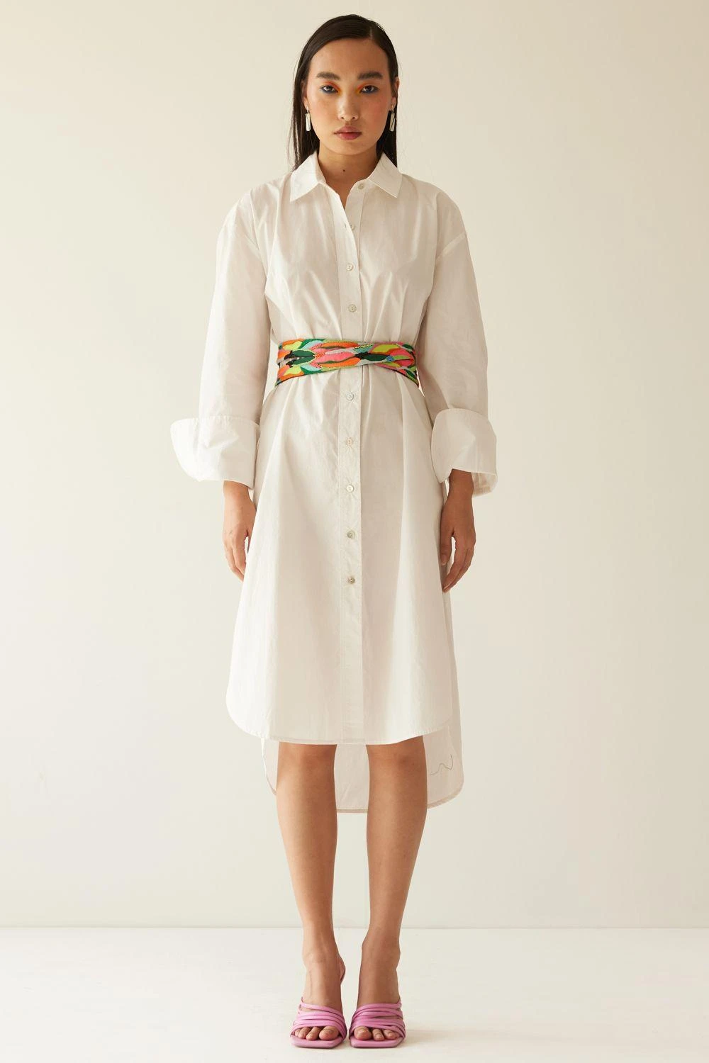 Mini Sondhi Off White Embellished Shirt Dress 1 Mini Sondhi Off White Embellished Shirt Dress