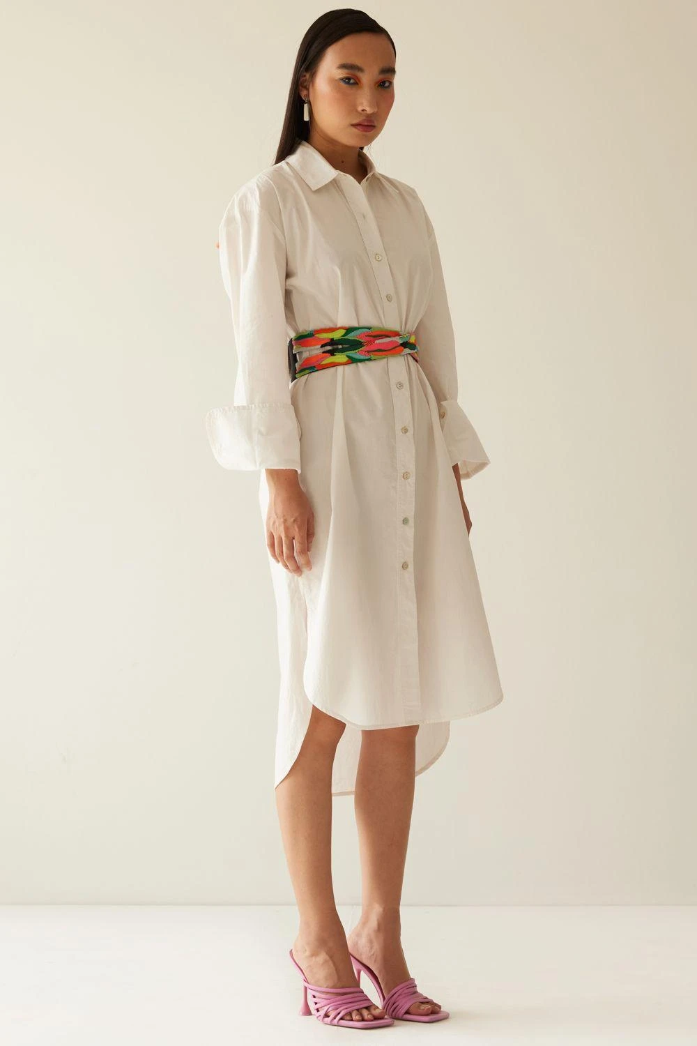 Mini Sondhi Off White Embellished Shirt Dress 2 Mini Sondhi Off White Embellished Shirt Dress - Image 2