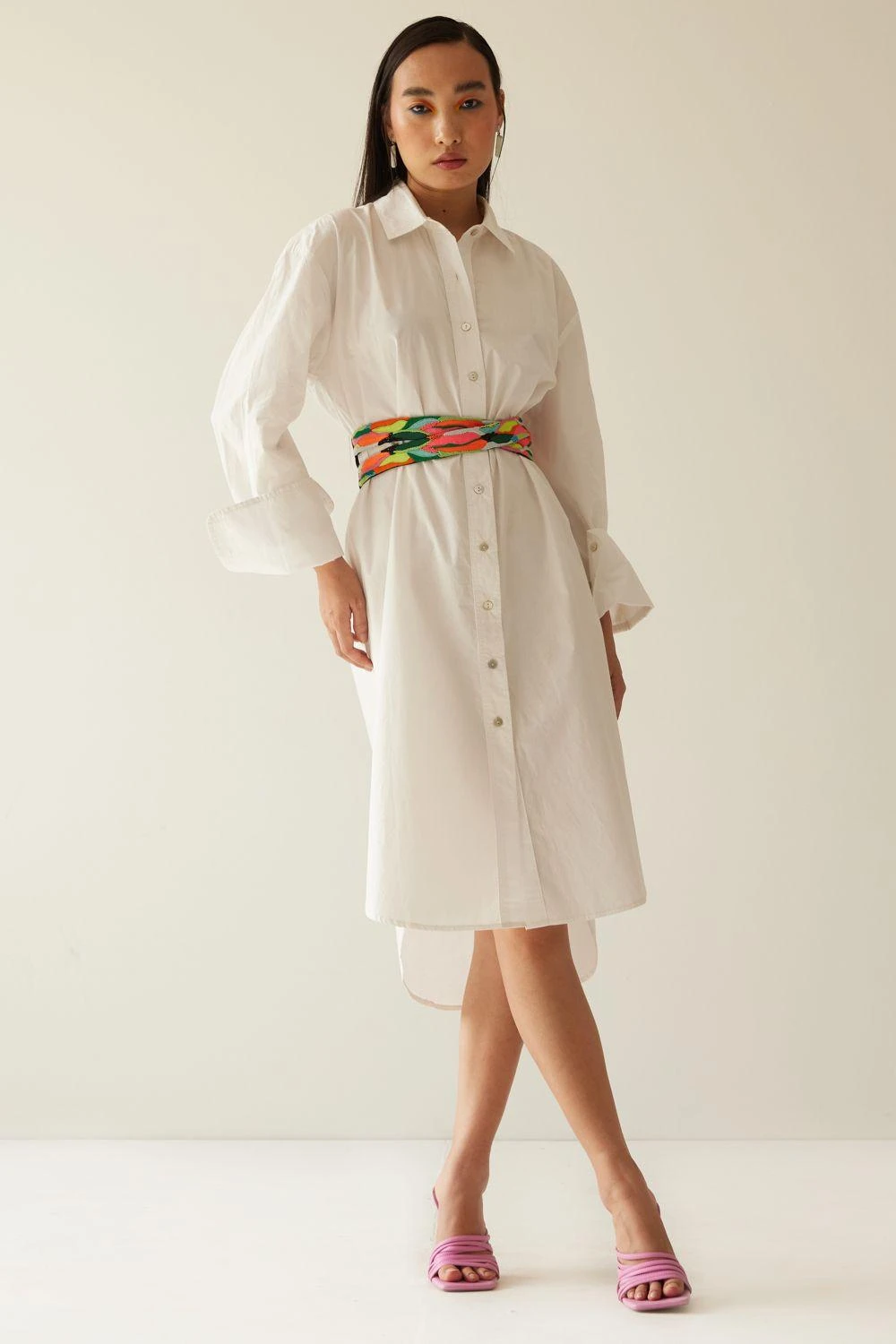 Mini Sondhi Off White Embellished Shirt Dress 3 Mini Sondhi Off White Embellished Shirt Dress - Image 3