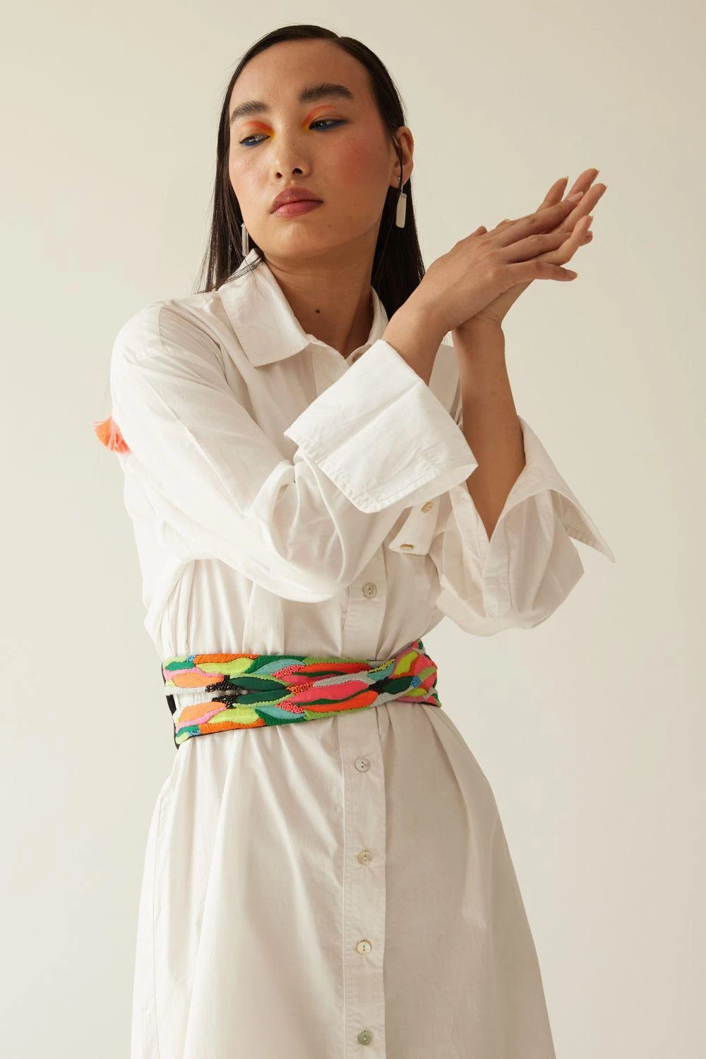 Mini Sondhi Off White Embellished Shirt Dress 5 Mini Sondhi Off White Embellished Shirt Dress - Image 5