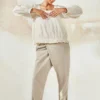 Khara Kapas Beige Lay-over Pants