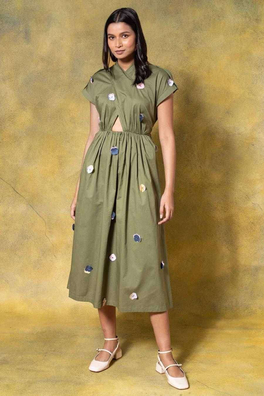 GRAINE Olive Green Cutout Dress 1 GRAINE Olive Green Cutout Dress