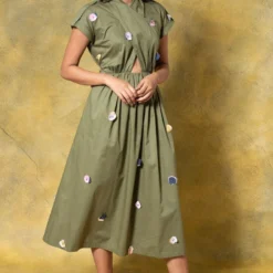 GRAINE Olive Green Cutout Dress 7 GRAINE Olive Green Cutout Dress -Cheap Drapvera Store 1304gra01 3