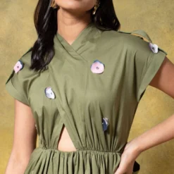 GRAINE Olive Green Cutout Dress 8 GRAINE Olive Green Cutout Dress -Cheap Drapvera Store 1304gra01 4