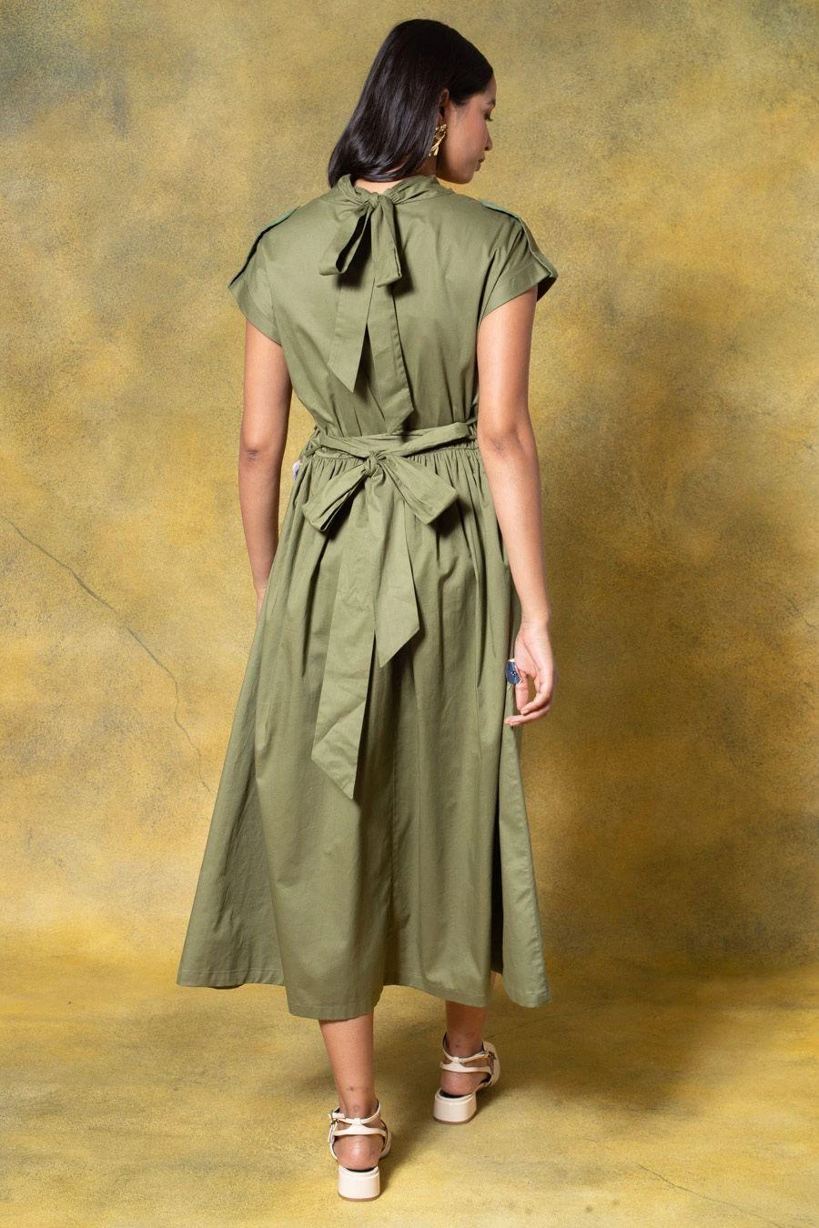 GRAINE Olive Green Cutout Dress 5 GRAINE Olive Green Cutout Dress - Image 5