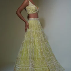 Ritika Mirchandani Lime Green Geometric Embroidered Lehenga Set -Cheap Drapvera Store 1312rm4 5