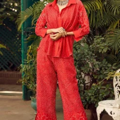 Twenty Nine Red Crushed Raidaana Silk Top