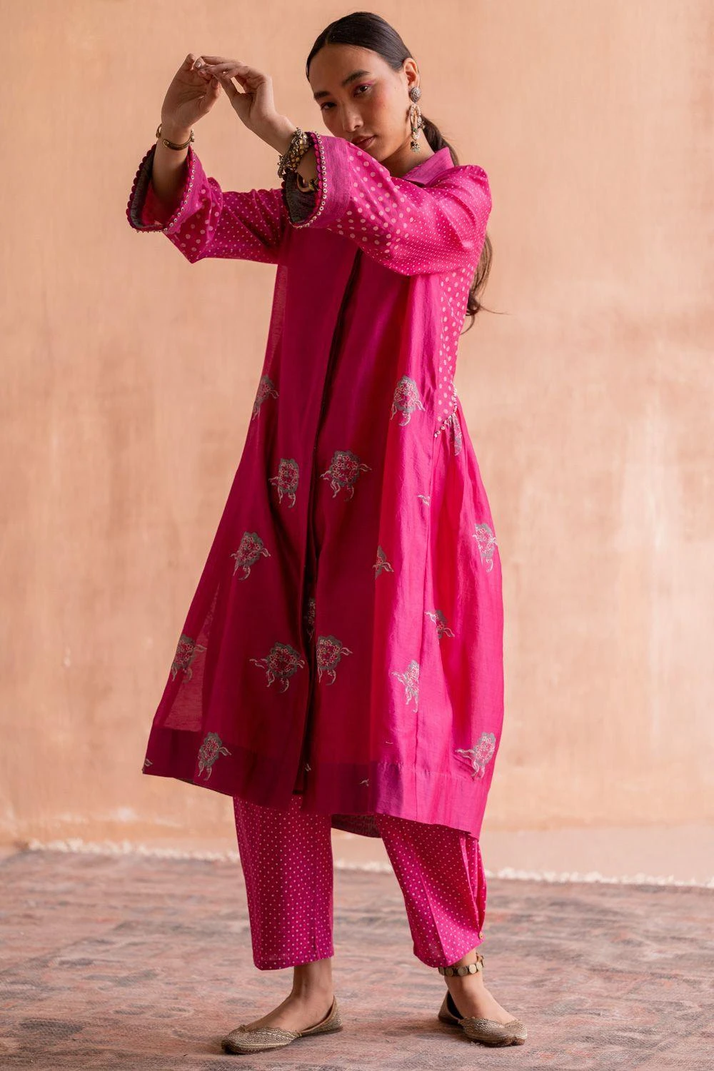 Swatti Kapoor Rani Pink Handblock Printed Pants 2 Swatti Kapoor Rani Pink Handblock Printed Pants - Image 2