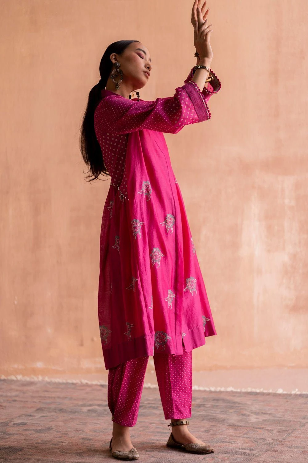 Swatti Kapoor Rani Pink Handblock Printed Pants 3 Swatti Kapoor Rani Pink Handblock Printed Pants - Image 3