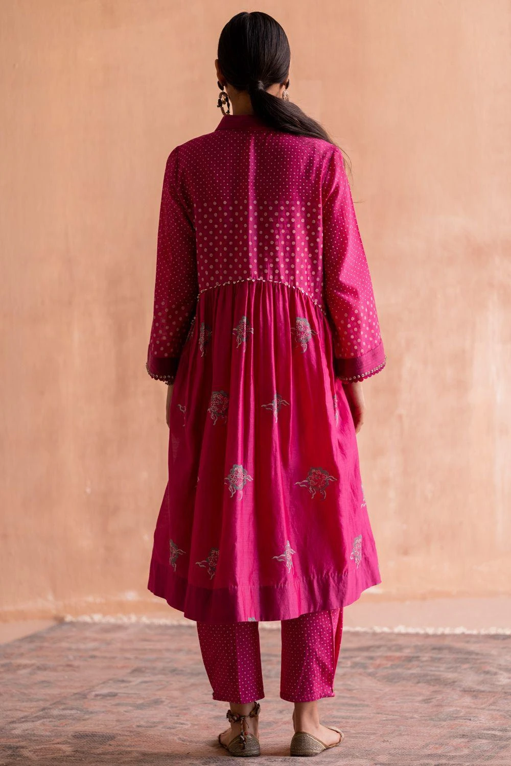 Swatti Kapoor Rani Pink Handblock Printed Pants 4 Swatti Kapoor Rani Pink Handblock Printed Pants - Image 4