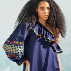 Ikai Navy Multi Applique Off Shoulder Dress -Cheap Drapvera Store 1411ik53 3