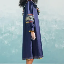 Ikai Navy Multi Applique Off Shoulder Dress -Cheap Drapvera Store 1411ik53 4