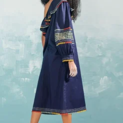 Ikai Navy Multi Applique Off Shoulder Dress -Cheap Drapvera Store 1411ik53 5