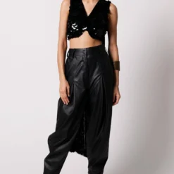 431-88 By Shweta Kapur Black Fringed Nemo Blouse