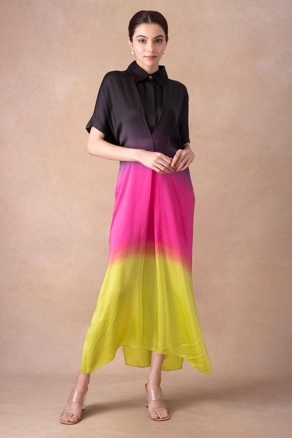 Inca Vibrant Multi-hued Ombre Long Shirt Dress 1 Inca Vibrant Multi-hued Ombre Long Shirt Dress