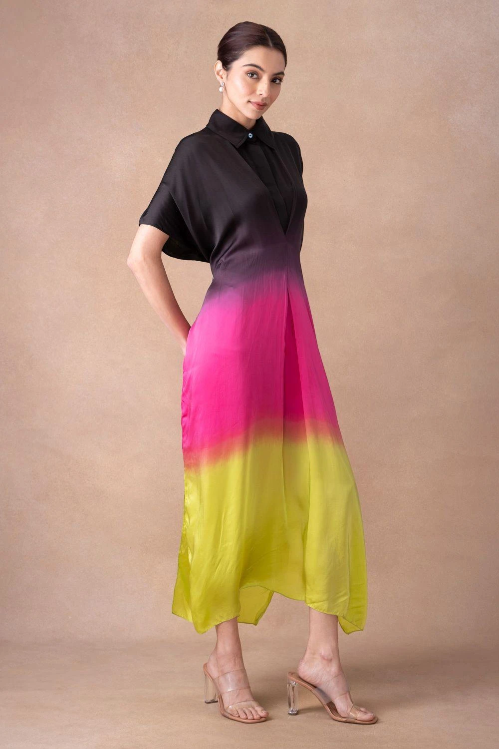 Inca Vibrant Multi-hued Ombre Long Shirt Dress 3 Inca Vibrant Multi-hued Ombre Long Shirt Dress - Image 3