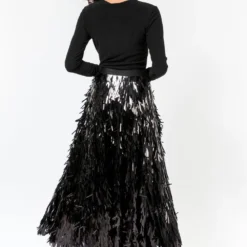 431-88 By Shweta Kapur Black Metallic Fringe Skirt -Cheap Drapvera Store 1512sk20 4