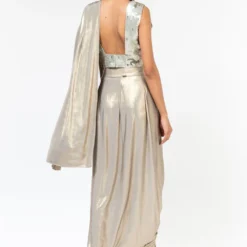 431-88 By Shweta Kapur New Champagne Sequinned V-neck Blouse 9 431-88 By Shweta Kapur New Champagne Sequinned V-neck Blouse -Cheap Drapvera Store 1512sk4 5