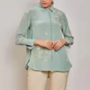 PATINE Aqua Crane Motifs Parsi Gara Embroidered Shirt