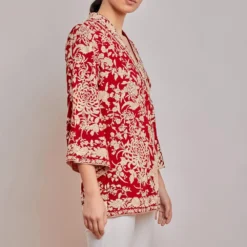 PATINE Red Parsi Gara Embroidered Wrap Top -Cheap Drapvera Store 15977 3
